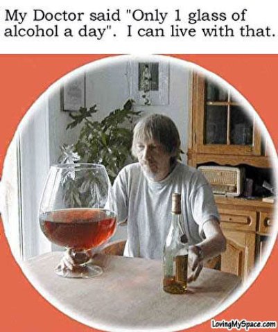 alcohol, one glass